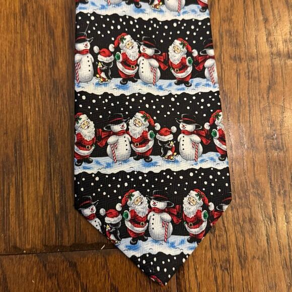 Lot of 3 Vintage Christmas Novelty Ties – Santa & Snowman Prints Holiday Necktie - Picture 2 of 7